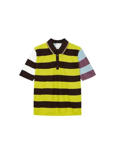 POP TRADING COLLABORATION Block Stripe Polo Knit Dark Yellow Green 271570 - PAUL SMITH - BALAAN 1