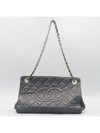 Black Soft Caviar Skin Timeless CC Silver Chain Shoulder Bag - CHANEL - BALAAN 1