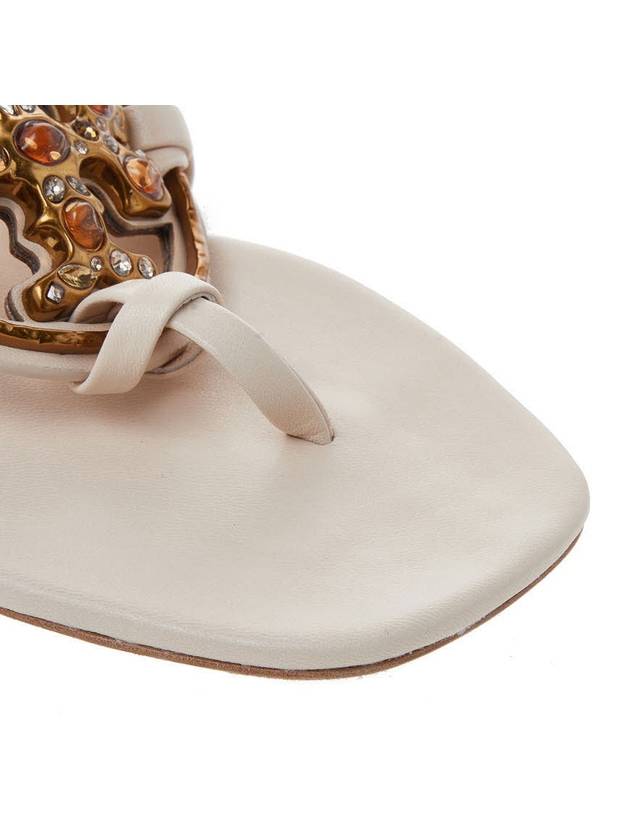 Jeweled Miller Flip Flop Sandals White - TORY BURCH - BALAAN 10