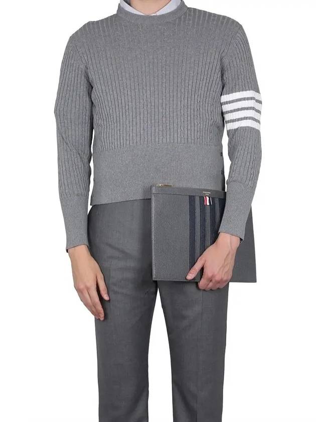 Baby Cable Cotton 4 Bar Crew Neck Knit Top Grey - THOM BROWNE - BALAAN 2