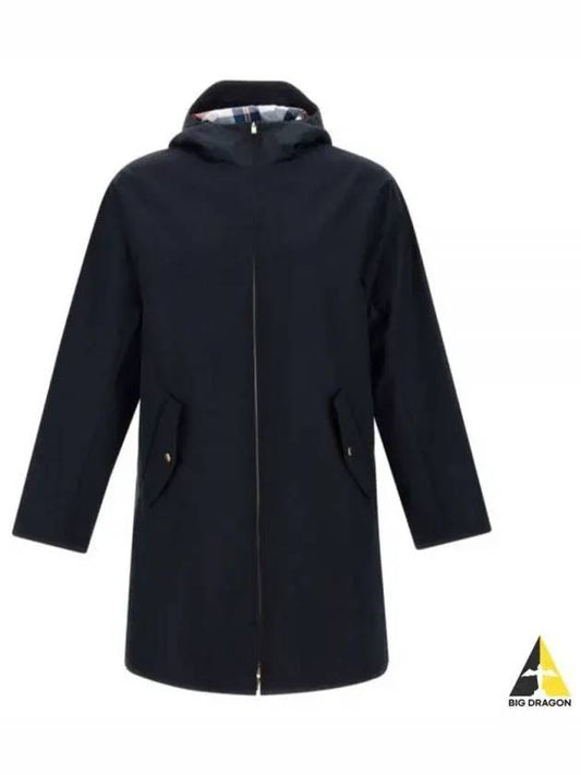 Waterproof Cotton Twill T-Dart Hooded Jacket Navy - THOM BROWNE - BALAAN 2