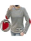 Women's Heart Patch Boat Neck Stripe Long Sleeve T-Shirt Ecru Marine - SAINT JAMES - BALAAN 2