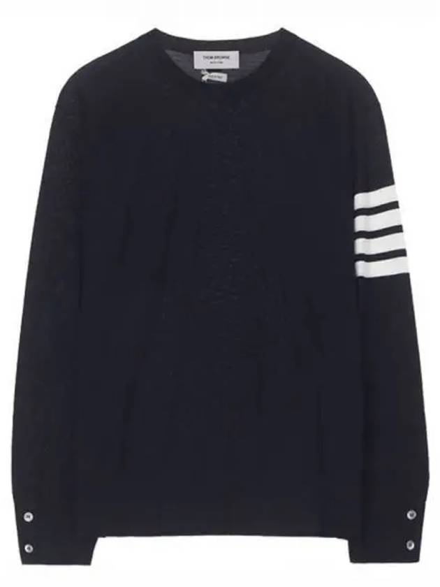 Classic crew neck merino wool knit navy men s 271309 - THOM BROWNE - BALAAN 1