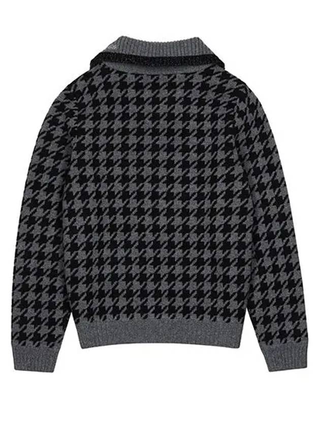 Women s houndstooth pattern half zip sweater 2314LXKW GREY - BLACK&WHITE - BALAAN 3