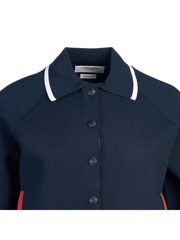 Viscose 4-Bar Polo Bomber Jacket Navy - THOM BROWNE - BALAAN 5