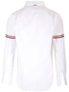 Armband Detail Seersucker Long Sleeve Shirt White - THOM BROWNE - BALAAN 3