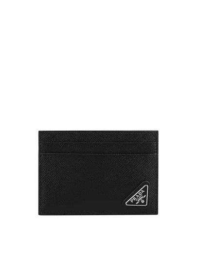 Saffiano Leather Card Holder Black - PRADA - BALAAN 2