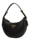 Arque Leather Shoulder Bag Black - PRADA - BALAAN 3