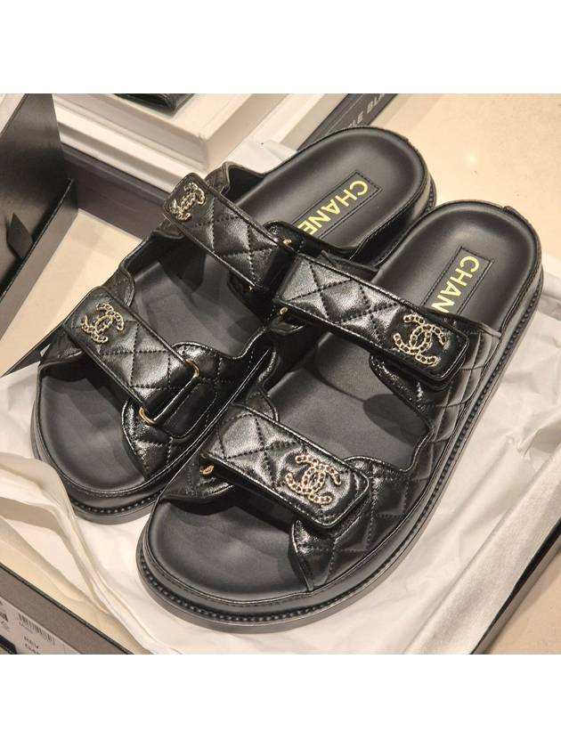 CC Logo Velcro Sandals Black - CHANEL - BALAAN 2