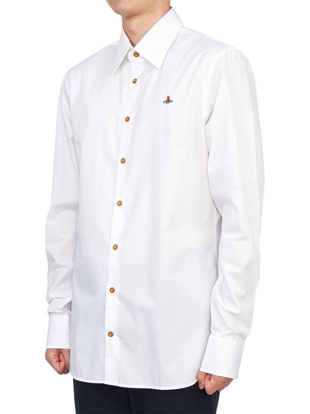 Men's Embroidered ORB Long Sleeve Shirt White - VIVIENNE WESTWOOD - BALAAN 3