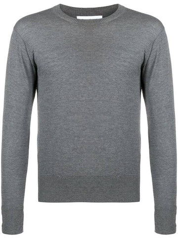 Back Stripe Merino Wool Knit Top Grey - THOM BROWNE - BALAAN 1