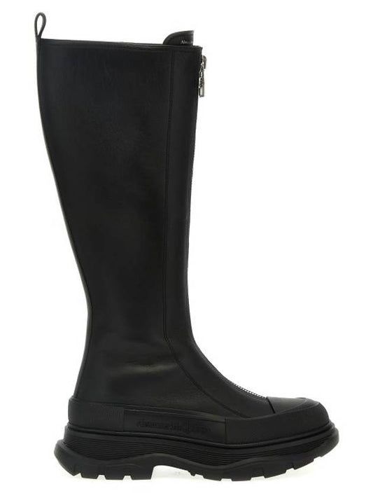 Women's Tread Slick Zip Long Boots Black - ALEXANDER MCQUEEN - BALAAN 1