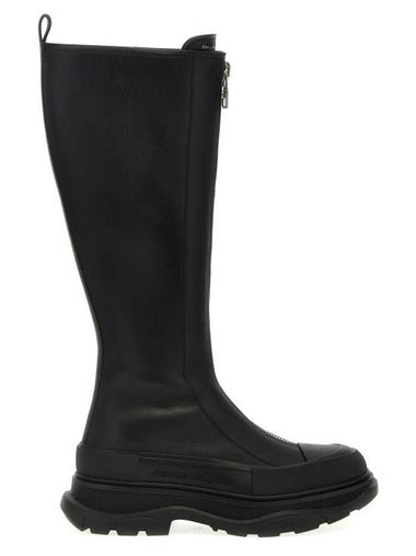 WoMen's Tread Slick Zip Long Boots Black - ALEXANDER MCQUEEN - BALAAN 1