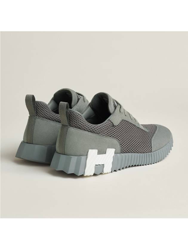 Bouncing Graphic Mesh Suede Low Top Sneakers Gris Brume - HERMES - BALAAN 5