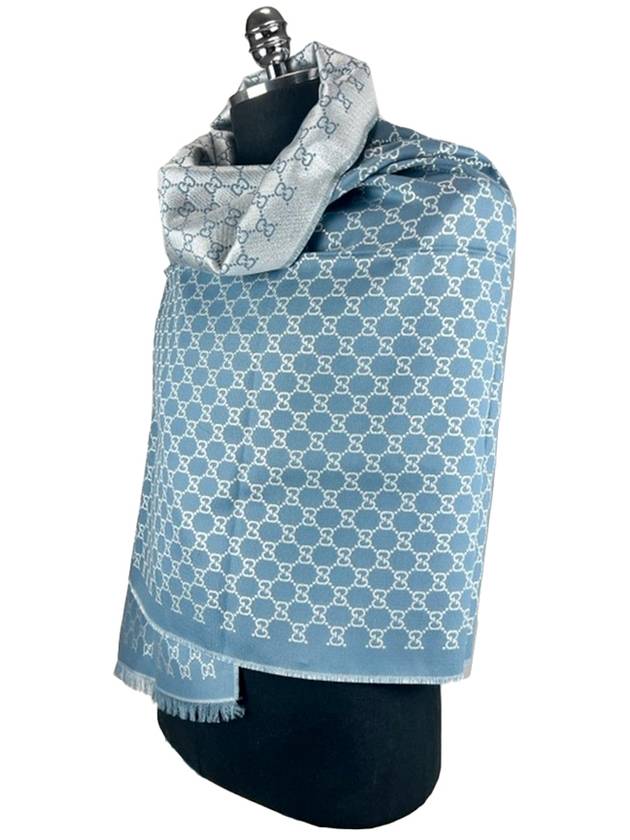 GG lamé jacquard twotone light gray blue stole 623161 - GUCCI - BALAAN 3