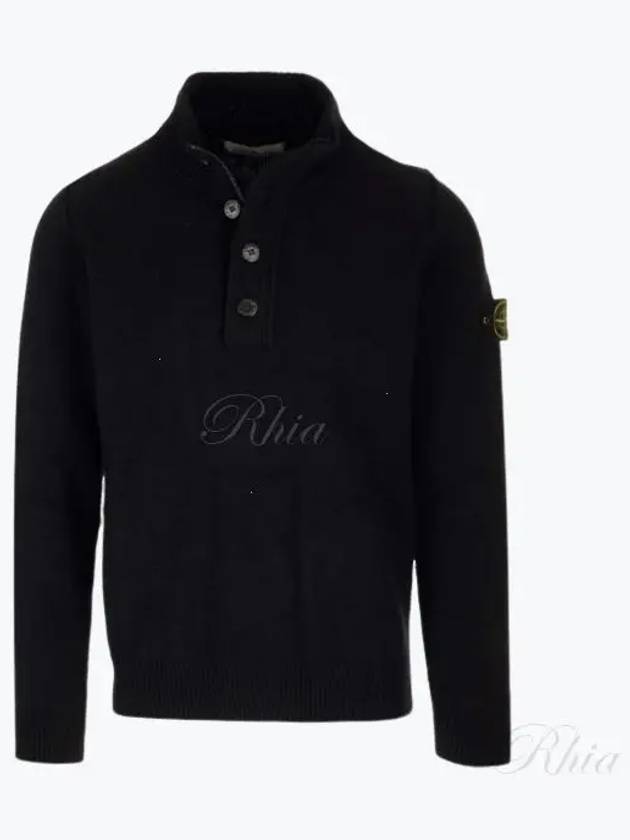 Wappen Patch Button Knit Top Black - STONE ISLAND - BALAAN 2