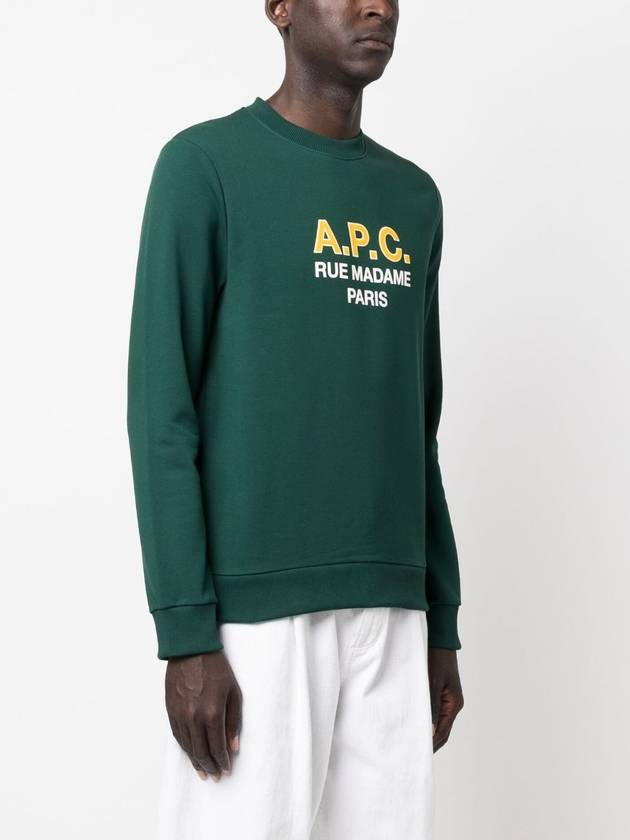 Logo Print Cotton Sweatshirt Green - A.P.C. - BALAAN 5