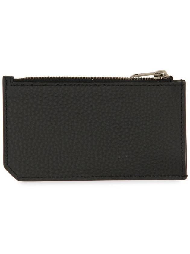 Tiny Cassandre Fragment Zipper Card Wallet Black - SAINT LAURENT - BALAAN 3