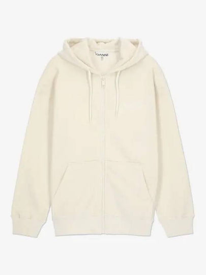 Logo Zip-Up Hoodie Cream - GANNI - BALAAN 2