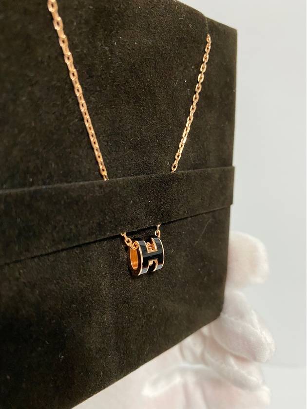 Mini Pop H Pendant Rose Gold & Noir - HERMES - BALAAN 4