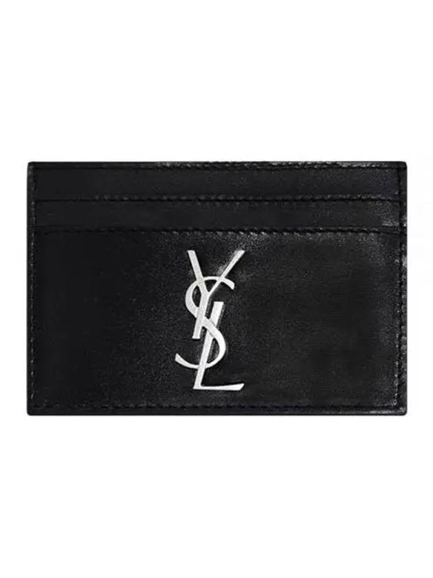 Monogram Card Case in Smooth Leather Black - SAINT LAURENT - BALAAN 2