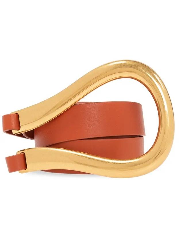 Women's Gold Horsebit Leather Belt Orange - BOTTEGA VENETA - BALAAN 1