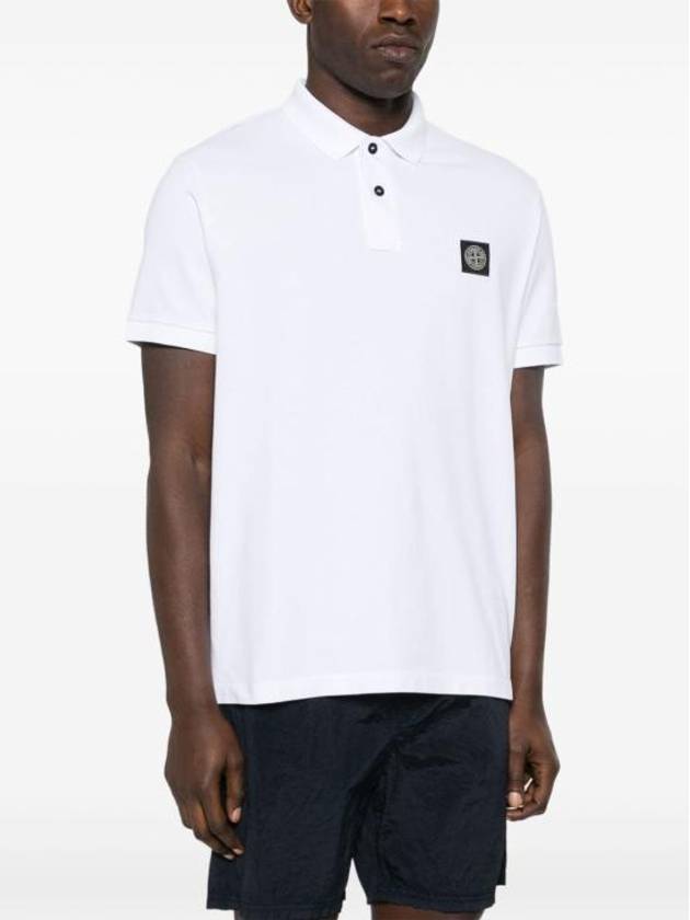 Pique Stretch Cotton Short Sleeve Polo Shirt White - STONE ISLAND - BALAAN 3