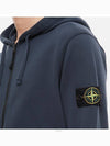 Men's Wappen Patch Fleece Zip Up Hoodie Avio Blue - STONE ISLAND - BALAAN 5