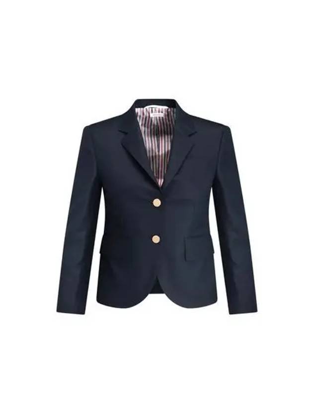 Women's Twill Slim Fit Single Breasted Wool Jacket Navy - THOM BROWNE - BALAAN 2