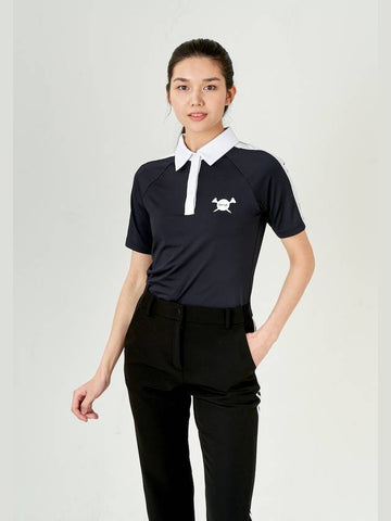 XO Big Character Short Sleeve Collar T-Shirt Black - GOXO - BALAAN 1