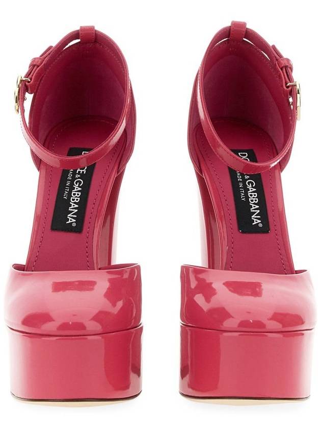 Women's Polished Calfskin Sandals Heel Pink - DOLCE&GABBANA - BALAAN 3