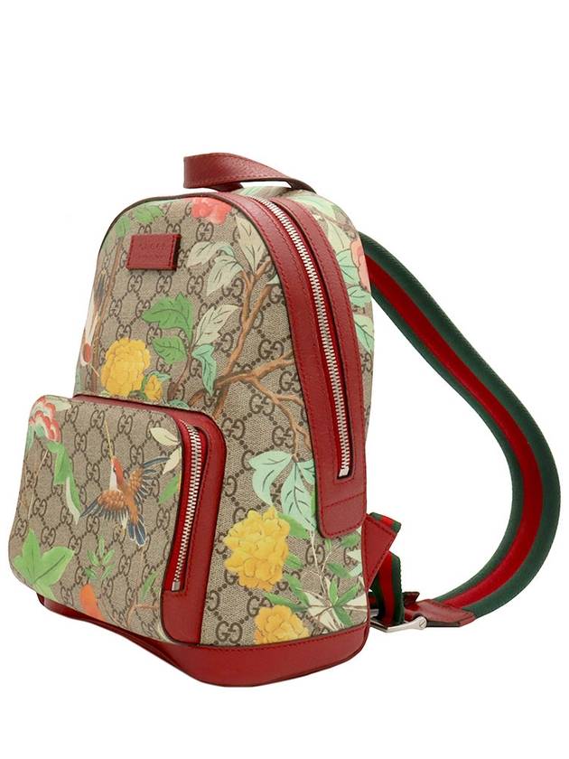 GG Supreme Canvas Red Trim Flower Backpack - GUCCI - BALAAN 3