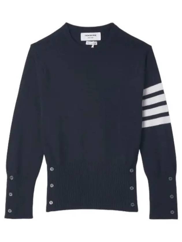 Diagonal stripe cashmere knit navy - THOM BROWNE - BALAAN 1