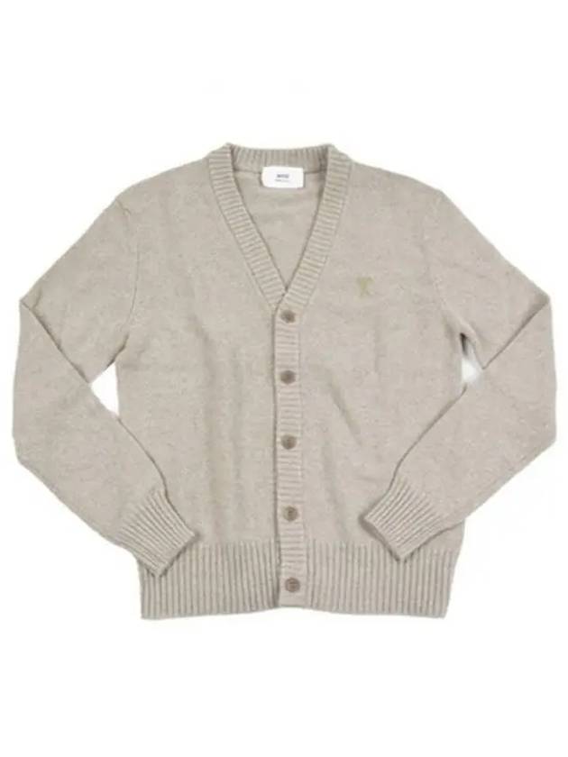 Heart logo cashmere cardigan beige HKC007 005 - AMI - BALAAN 1