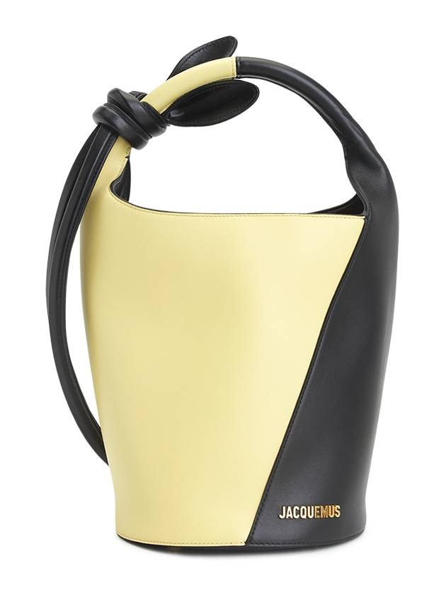 Le Petit Tourni Mini Knotted Leather Bucket Bag Yellow Black - JACQUEMUS - BALAAN 2