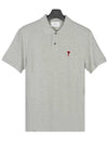 Men's Heart Logo Polo Shirt Grey - AMI - BALAAN 2