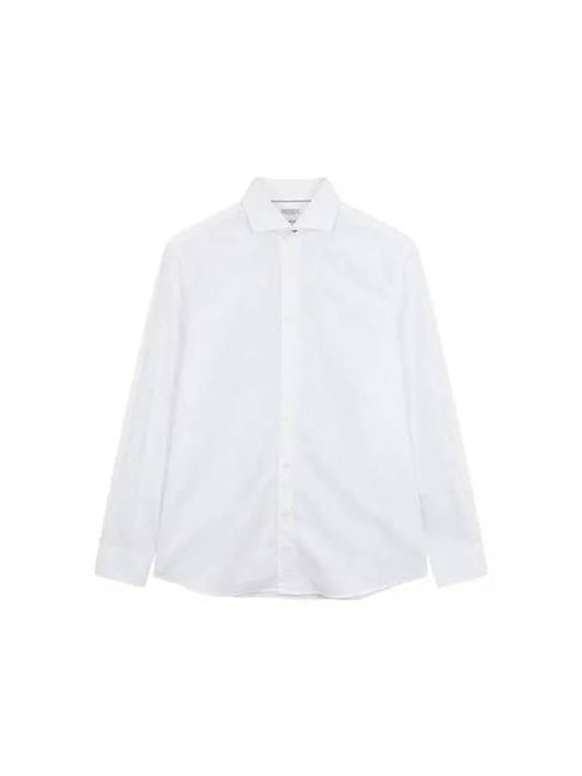 Men's Easy Fit Cotton Button-Up Shirt White - BRUNELLO CUCINELLI - BALAAN 1