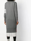 Cotton Crepe Milano Stitch 4-Bar Long V-Neck Cardigan Medium Grey - THOM BROWNE - BALAAN 4