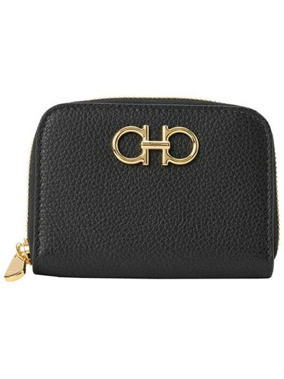 Women's Gancini Logo Zipper Card Wallet Black - SALVATORE FERRAGAMO - BALAAN 2