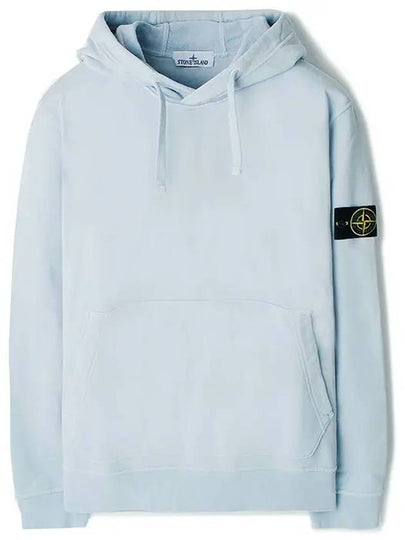 Logo Patch Cotton Fleece Hoodie Light Blue - STONE ISLAND - BALAAN 2