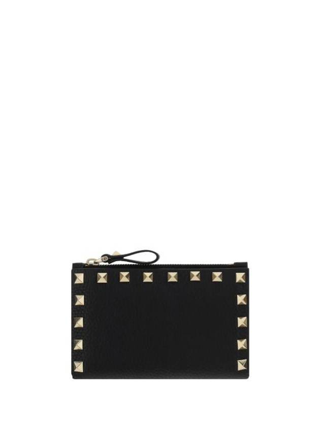 Rockstud Card Wallet Black - VALENTINO - BALAAN 1