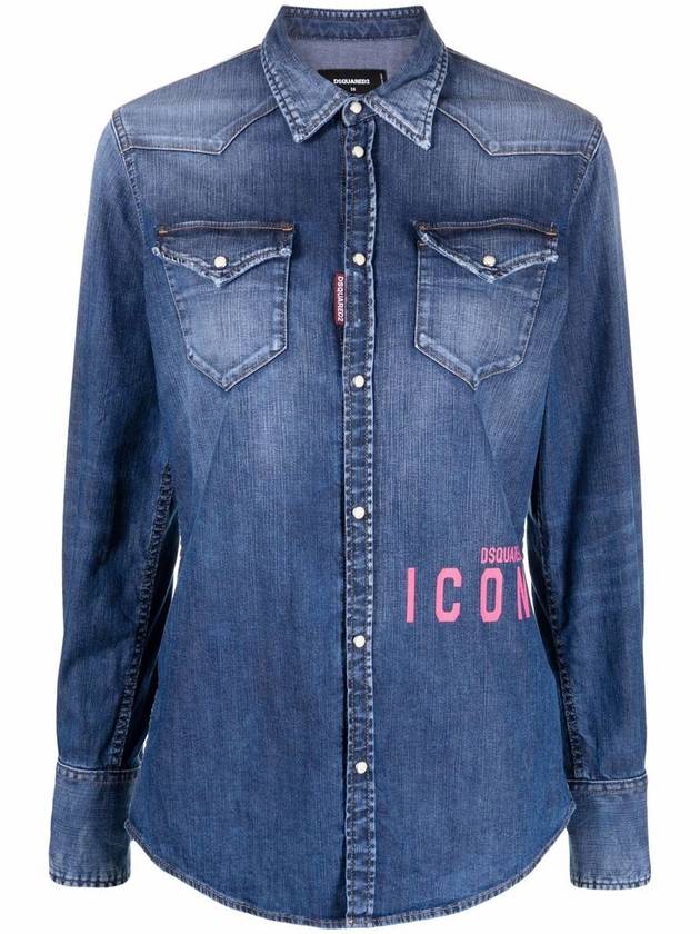 icon print denim shirt - DSQUARED2 - BALAAN 2