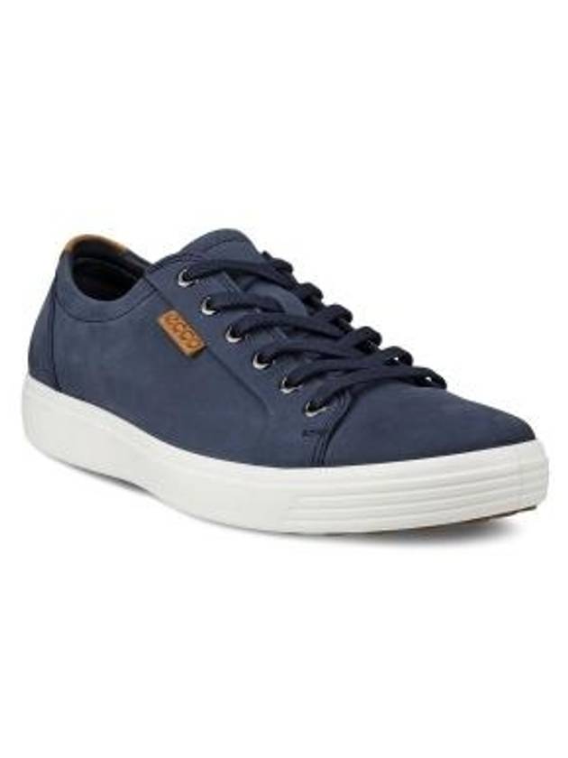 Men's Soft 7 M Leather Low Top Sneakers Blue - ECCO - BALAAN 2