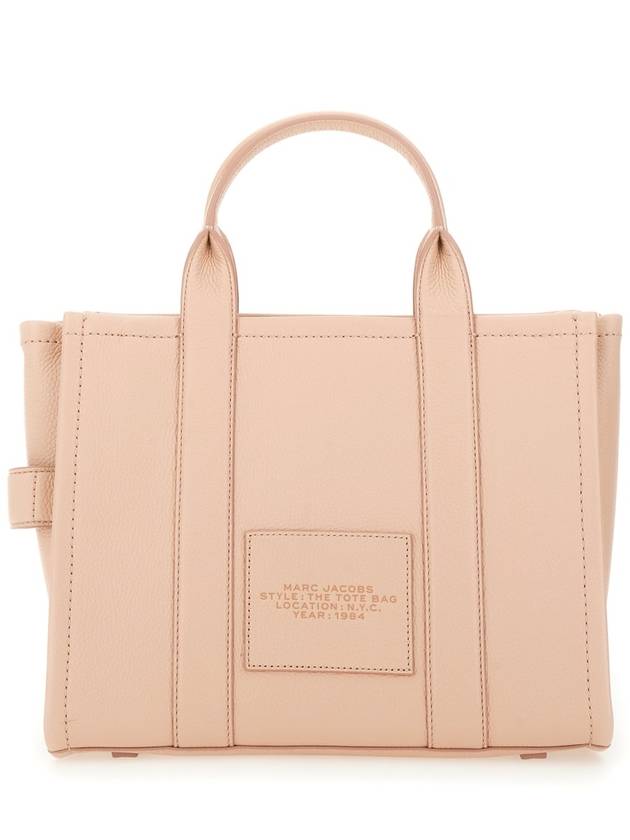 Logo Medium Leather Tote Bag Pink Rose - MARC JACOBS - BALAAN 3