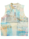 Printed Cashmere Wool Polo Sleeveless Egret - GANNI - BALAAN 2