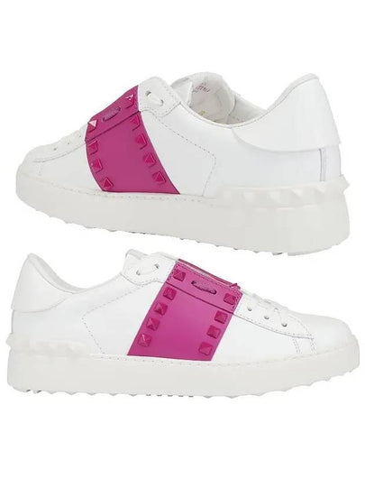 Rockstud Low-Top Sneakers White Pink - VALENTINO - BALAAN 2