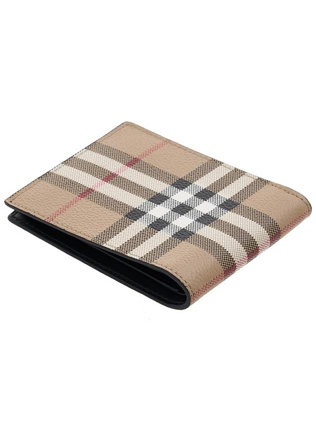 Check Slim Bifold Leather Half Wallet Beige - BURBERRY - BALAAN 5