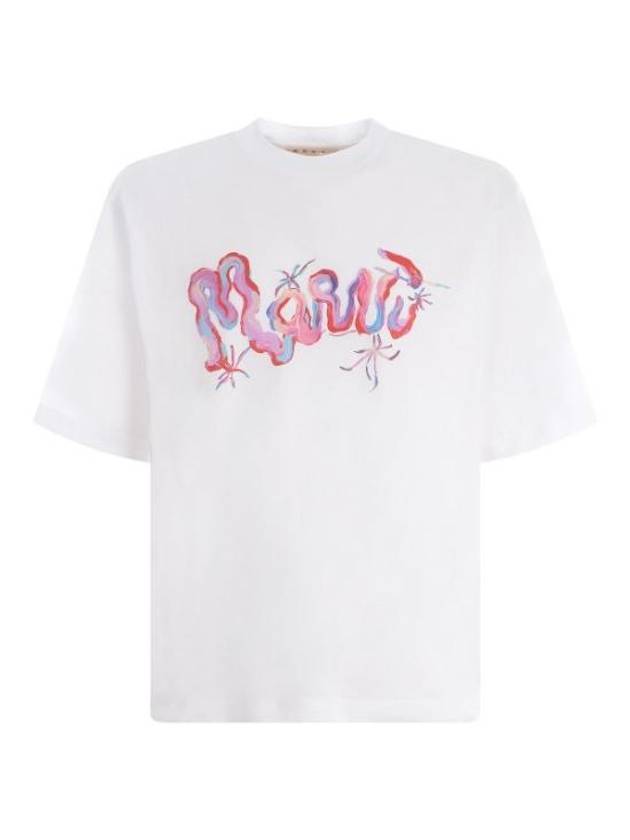 Logo Print Short Sleeve T-Shirt White - MARNI - BALAAN 2