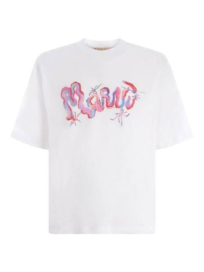 Logo Print Short Sleeve T-Shirt White - MARNI - BALAAN 2