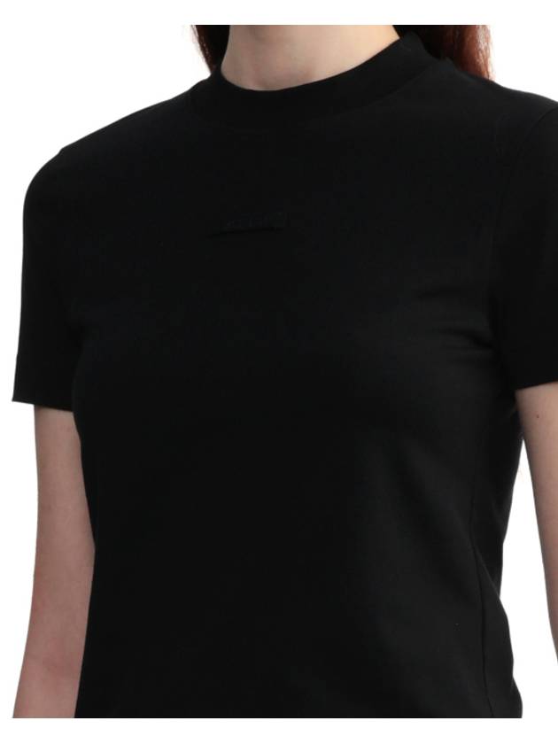 Jacquemus Le T Shirt Gross Grain Crop Short Sleeve Tee Black Women s - JACQUEMUS - BALAAN 6